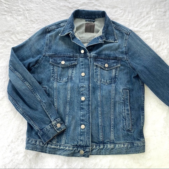 H&M Other - H&M Blue Denim Mens Silver Button Down Jean Jacket